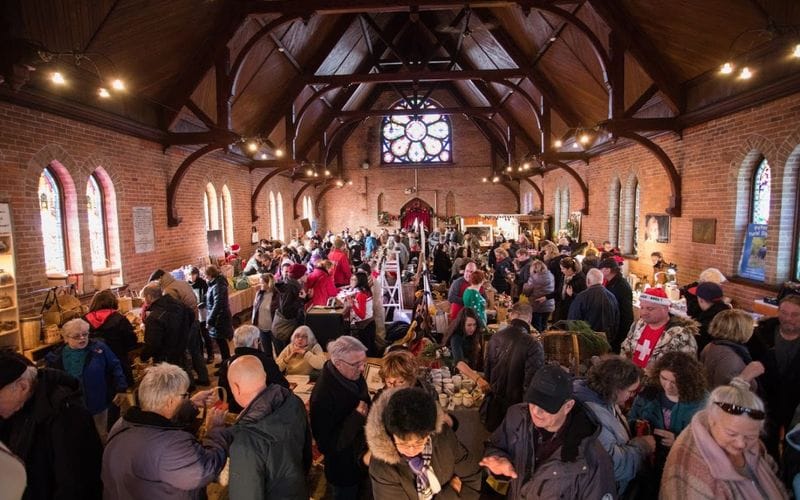 Marché de noël dans les Cantons de l'Est à Frelishbourg, Québec, Canada. 